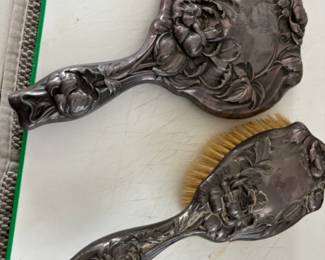 Sterling brush and mirror set, patent pending 1904.
