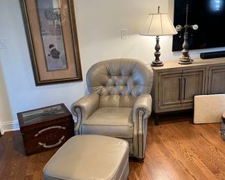 Leather Chair and Ottoman from 