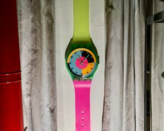 Signed vintage SWATCH  wall clock  works excellent dated 1988