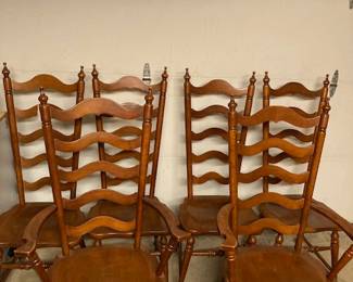 Vintage Set of 6 Ladder Back Dining Chairs.