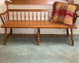 Vintage MCM Maple Deacon's Bench.