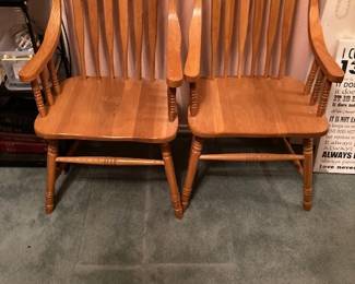Vintage Oak Rail Back Dining Chairs.