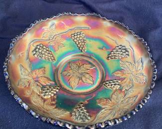Antique carnival glass bowl