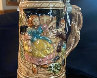 Vintage lidded ceramic beer stein music box made in Japan