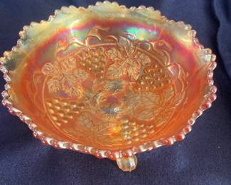 Grape pattern marigold carnival glass 