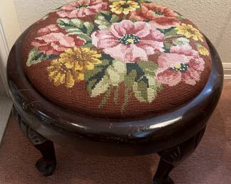 Needle work floral stool