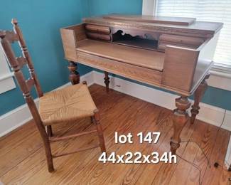 Antique walnut desk, chair