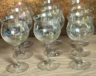 9 etched floral iridescent water glass