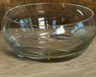 Etched Flower Glass Bowl