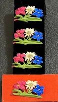 4 RedWhiteBlue Flower Pins