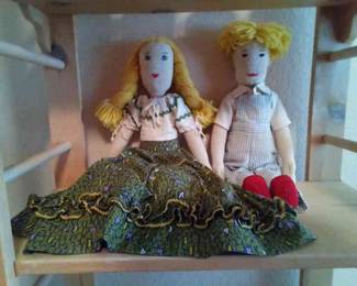 Vintage and Unique Handmade Dolls Couple with Blonde Hair