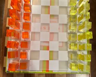 Colored lucite chess set