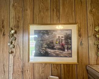 FRAMED PRINT AND TWO DECOR PIECES
