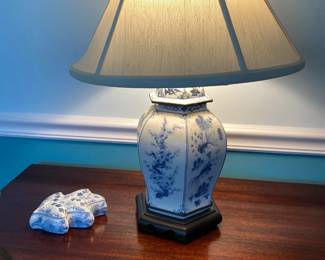 Blue and white lamp