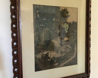 Antique Picture and frame Picture is black and white