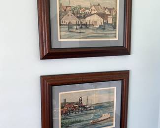 Local artist water color Beaufort waterfront & Taylor's Creek 