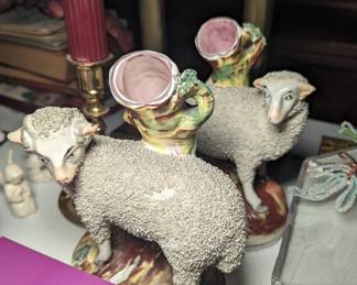 Kent Staffordshire Sheep Spill Vases
