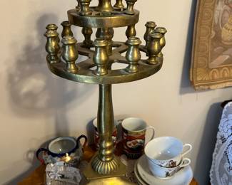 VINTAGE BRASS CANDLE HOLDER-VERY HEAVY