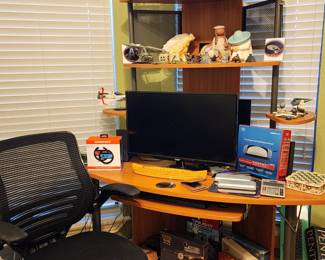 Desk - The Man of the House was into Gaming - Lots of Gaming Items - Star Wars Items - Computer - Office Chair