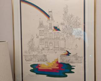 Signed and numbered print by MJ Blakebrough. "Kittens to Give Away"