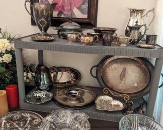 Various silverplate and glassware