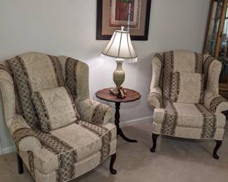 Upholstered wingback chairs