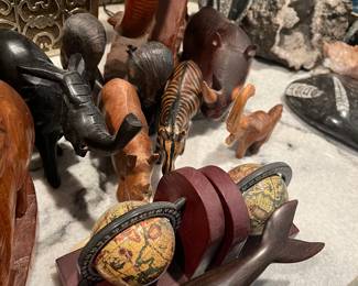wooden carved animals
