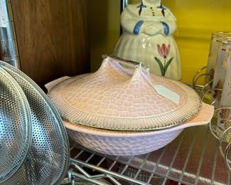 California Pottery Covered Dish - vintage.  USA Dutch Girl Cookie Jar