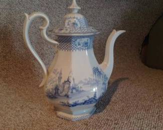 Blue and white antique tea pot