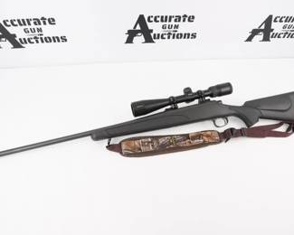 Make: Remington
Model: 700
Caliber: 30-06 SPRG
Action: Bolt
Barrel: 24
Bore: Bright
Serial # RR40333E
Condition: Very Good
The Remington Model 700 is a series of bolt-action centerfire rifles manufactured by Remington Arms since 1962. It is a development of the Remington 721 and 722 series of rifles, which were introduced in 1948. The M24 and M40 military sniper rifles, used by the US Army and Marine Corps, respectively, are both based on the Model 700 design.This 700 is chambered in .30-06 SPRG and is fitted with a 24 inch barrel and features a Nikon ProStaff 4-12x40 Scope. The rifle is in Very Good condition, showing Normal signs of use and wear. 