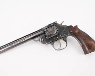 Make: Iver Johnson & Cycle Work
Model: 22 Supershot
Caliber: .22 CAL
Action: DA
Barrel: 6
Bore: Shiny
Serial # 5964
Condition: Very Good
The 22 supershot was manufactured between 1928 and 1941. It is a very limited production revolver with only 22,650 manufactured. This 7 shot top break revolver is in Very Good condition showing some light signs of surface rust as well as normal wear. 