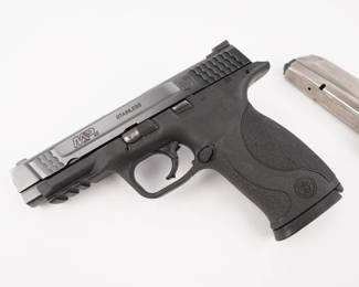 Make: Smith & Wesson
Model: M&P 45
Caliber: 45 Auto
Action: Semi
Barrel: 4.5
Bore: Shiny
Serial # DTB7096
Condition: Very Good
In the design of the M&P45, Smith & Wesson considered the needs of military and law enforcement from every conceivable angle. No other polymer pistol offers this combination of versatility, durability and safety. The pistol is sold with one magazine and is in very good condition, showing obvious signs of use and holster wear.