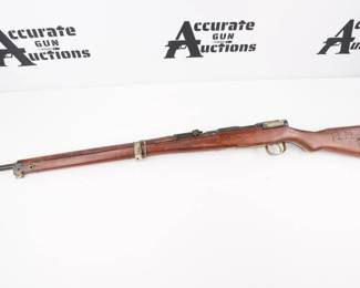 Make: Arisaka
Model: 99
Caliber: 7.7
Action: Bolt
Barrel: 26
Bore: Bright
Serial # 63380
The Type 99 rifle was a bolt-action rifle of the Arisaka design used by the Imperial Japanese Army during World War II., 7.7mm Arisaka caliber, 25 5/8" barrel, blued finish, internal box magazine, Pilot Sight and "Mum" is intact. This rifle is in Fair condition showing Heavy signs of use and wear. Front sight appears to be broken. Sold As Is.