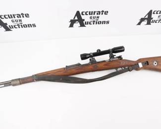 Make: Mauser Werke AG
Model: 98
Caliber: 8MM
Action: Bolt
Barrel: 24
Bore: Shiny
Serial # 1999n
Condition: Excellent
Serial # 1999n numbers matching, action, barrel and floor plate. Bolt looks to be a replacement bolt. Stock is in excellent condition, a nice original historic mid to late war Mauser featuring Nazi-style eagles firing proofs code 214 and waffenamts e/Nazi-style eagles. Rifle features a German made Carl Zeiss rifle scope, serial number 726601, with post war high turret scope mounts and original WW2 German sling. Barrel has well defined lands and grooves. No import marks and is not an RC.