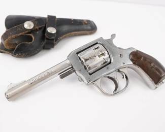 Make: H & R Arms
Model: 923
Caliber: 22
Action: DA
Barrel: 4
Bore: Frosty
Serial # V71983
Condition: Fair
Country: ADDED 4/15
This is a Harrington & Richardson Model 923 double action revolver chambered in the . 22 caliber. This revolver is in Fair Condition showing its age, Use and signs of wear. Appears to function normally. This Revolver Comes with a leather holster and is SOLD AS IS.