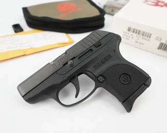 Make: Ruger
Model: LCP
Caliber: .380 AUTO
Action: Semi
Barrel: 3
Bore: Shiny
Serial # 372-83424
Condition: Excellent
Chambered in .380 Auto, the Ruger LCP fits 10+1 rounds into the same footprint as the LCP II. Compact and lightweight, the LCP continues to be the definitive pocket-sized personal protection pistol. Raised cocking ears and functional serrations on the slide allow easy manipulation. Smooth surfaces and edges on the slide and frame promote comfortable carry and handling. This pistol comes with the original box and a speedloader. This pistol is in excellent condition showing minimal signs of use.
