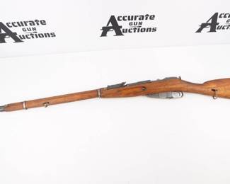 Make: MOSIN
Model: M91/30
Caliber: 7.62X54
Action: Bolt
Barrel: 29.5
Bore: Frosty
Serial # 17951
Condition: Very Good
The Mosin–Nagant is a five-shot, bolt-action, internal magazine–fed military rifle. Known officially as the 3-line rifle M1891 and informally in Russia and the former Soviet Union as Mosin's rifle, it is primarily found chambered for its original 7.62×54mmR cartridge. Stamped 1935 on the receiver. This Rifle is in very Good condition showing normal signs of use and wear.