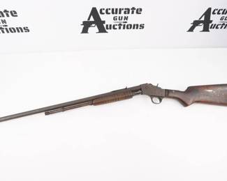 Make: J. Stevens
Model: Visible Loading Repeater
Caliber: 22 S/L/LR
Action: Pump
Barrel: 23.75
Bore: Bright
Serial # C655
Condition: Good
J. STEVENS ARMS CO. VISIBLE LOADING REPEATER .22 SHORT OR LONG PUMP ACTION RIFLE. Years of Manufacture: 1907-1932. This Rifle has a broken stock and a missing screw but otherwise in Good Condition for its age showing normal signs of use and wear, 