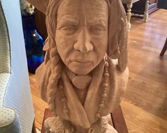 Native American bust with eagle