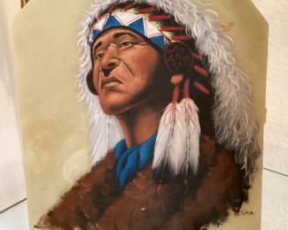 Native American painting on marble slab