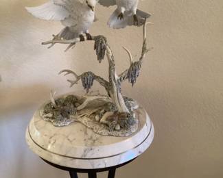 Michael Compton, doves numbered 3/ 35 with marble base stand