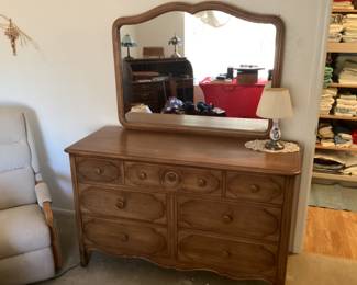 Mid century Davis cabinet company Walnut dresser and mirror
