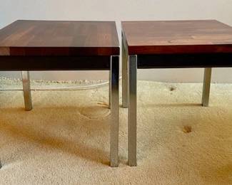 Pair of Rosewood and Chrome Tables