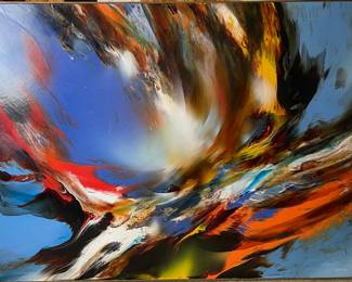 Leonardo Nierman original oil on canvas from 1977, "Cosmic Wind"