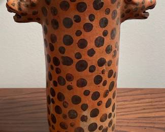 Handpainted Leopard Terra Cotta Vase