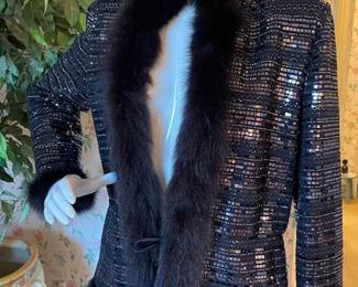 St John Evening Jacket with Fur Accents
