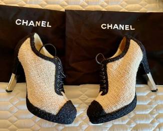 Chanel Tweed Platform Ankle Boots