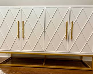Argyle White painted cabinet with brass handles                             50w x 32h x 16d