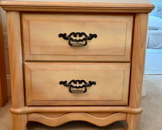 Pre-Sale $75.00 each... Two drawer nightstands in natural  wood     26w x 25h x 16d.  We hav