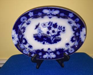 Pekin Flow Blue Oval Serving Bowl